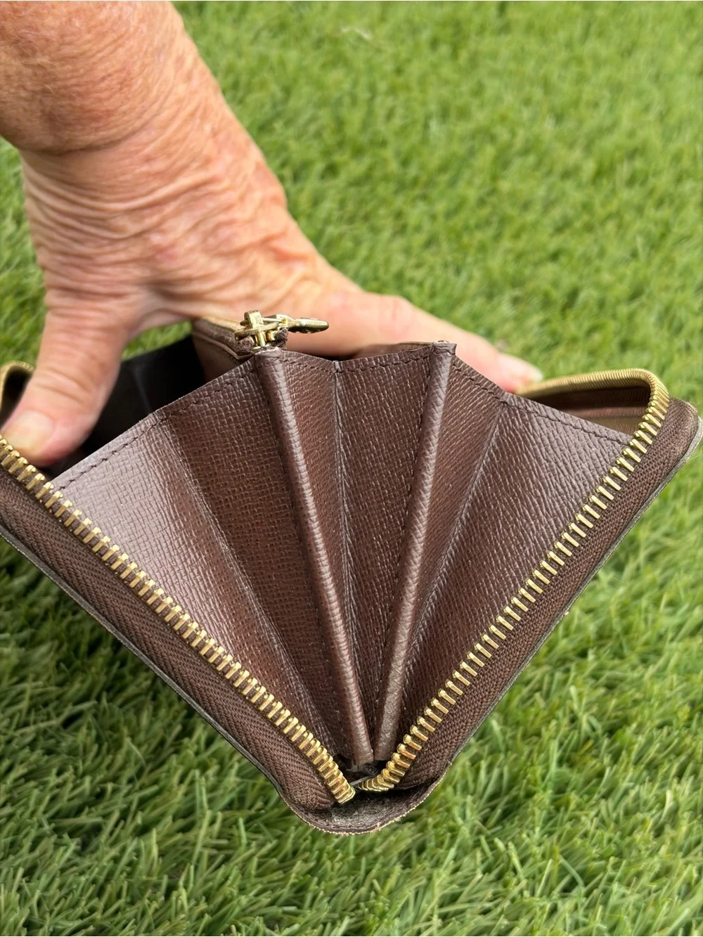 Auth Louis Vuitton Zip Long Wallet Contemporary Damier Check 2017 DateCode